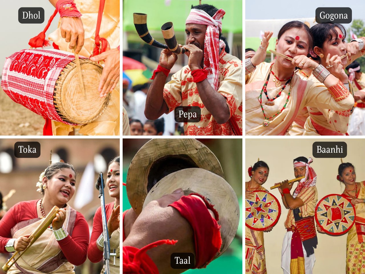 Various Aboriginal Musical Instruments used during Bihu in Assam
