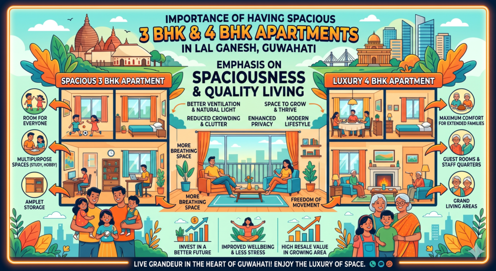 importance of having spacious 3 bhk and 4 bhk apartments in Lal Ganesh, Guwahati